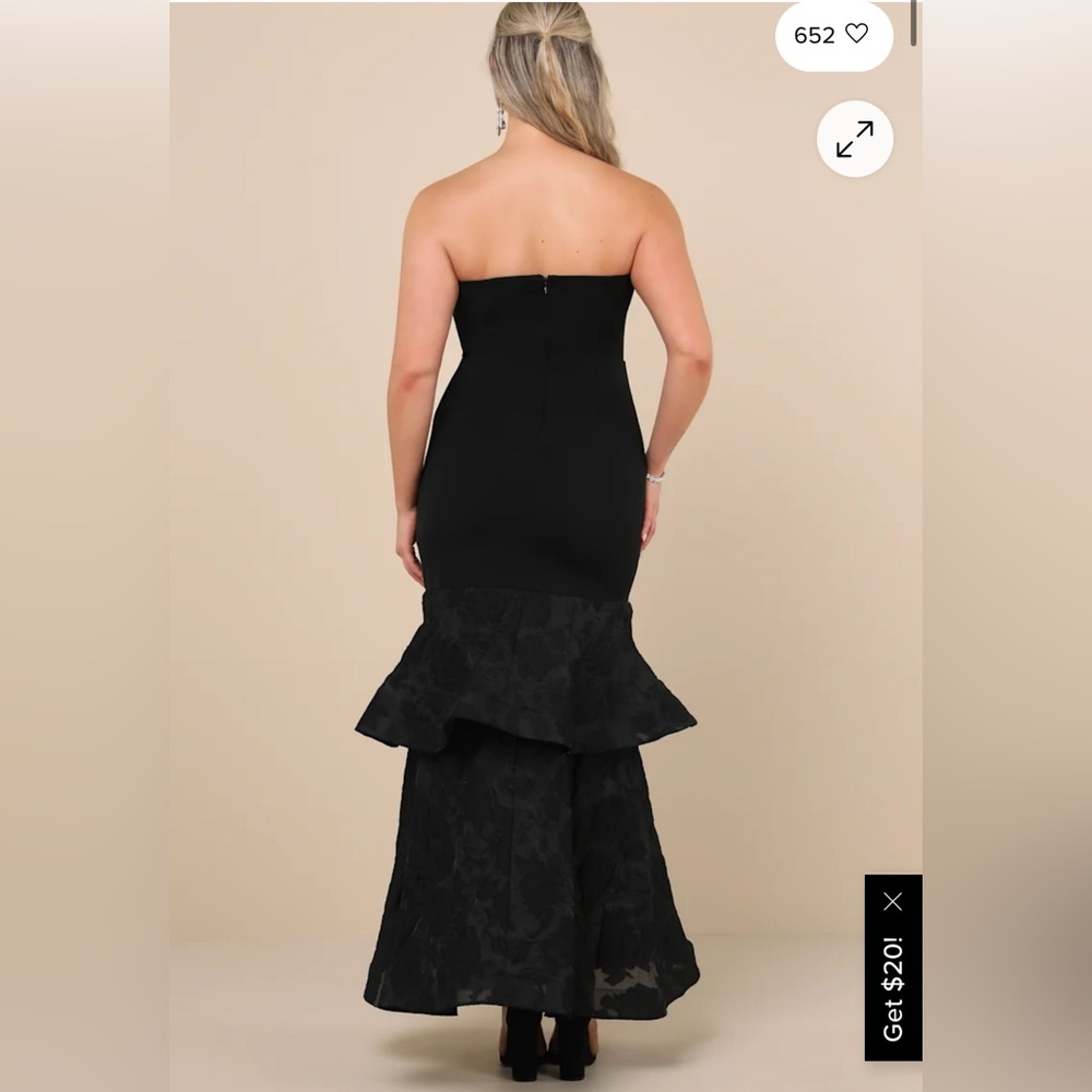 Lulu's Black Strapless Long Formal Dress - Picture 3 of 4